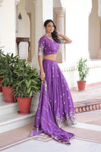 Lorenvalley Fashion Purple Vichitra Silk With Sequins & Zari Multi Embroidered work Lehenga Choli with Dupatta