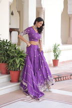 Lorenvalley Fashion Purple Vichitra Silk With Sequins & Zari Multi Embroidered work Lehenga Choli with Dupatta