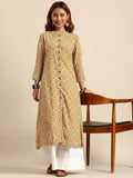 Sangria Women Mustard Yellow & Blue Printed Kurta