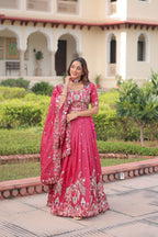 Lorenvalley Fashion Pink Gold Crush With Sequins Zari And Coding Embroidered Work Lehenga Choli With Dupatta - Distacart