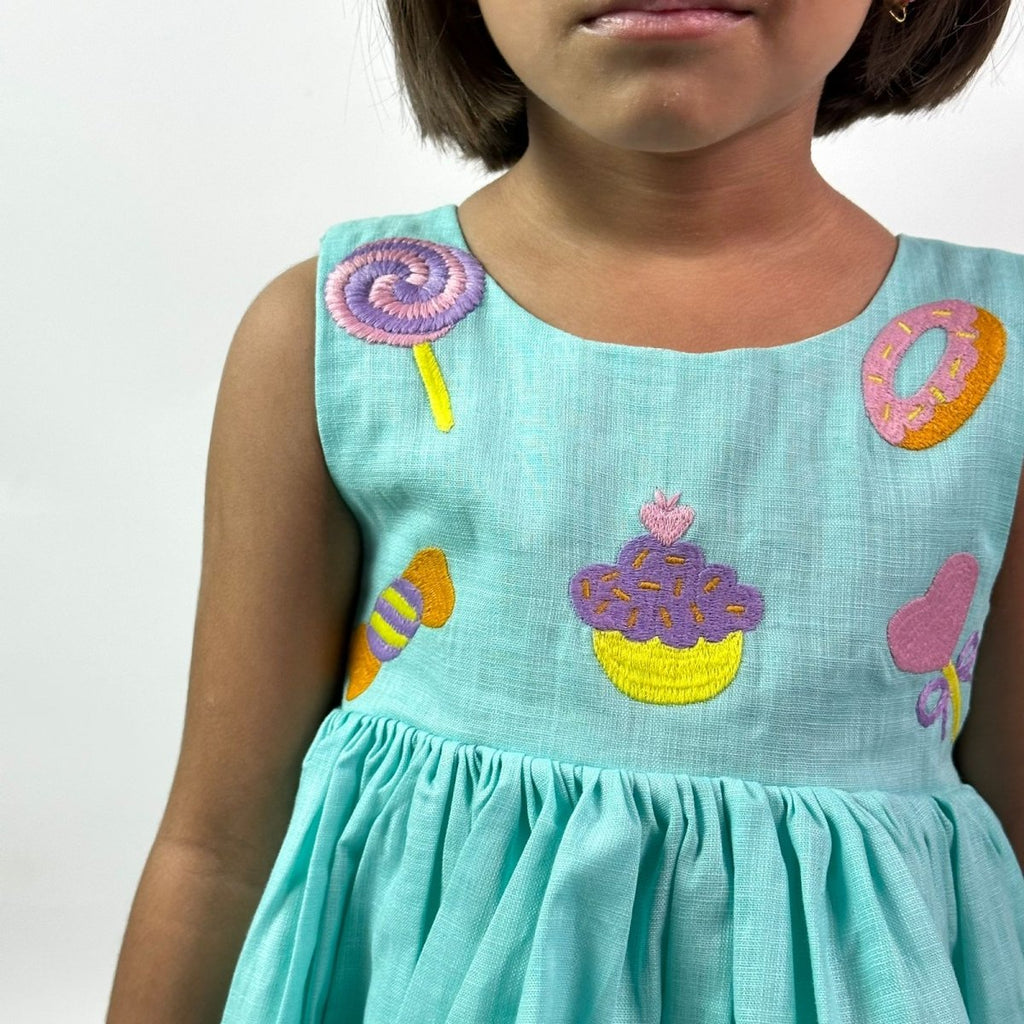 ArthLife Cyan Candy Party Wear Dress