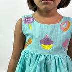 ArthLife Cyan Candy Party Wear Dress