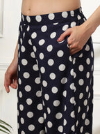Yufta Blue Cotton Polka Dot Waistcoat Co-Ord
