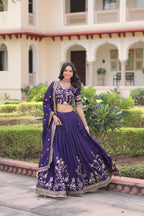 Lorenvalley Fashion Purple NC Vichitra Silk Sequins & Zari Embroidered Work Lehenga Choli with Dupatta - Distacart