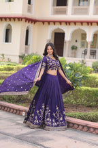 Lorenvalley Fashion Purple NC Vichitra Silk Sequins & Zari Embroidered Work Lehenga Choli with Dupatta - Distacart