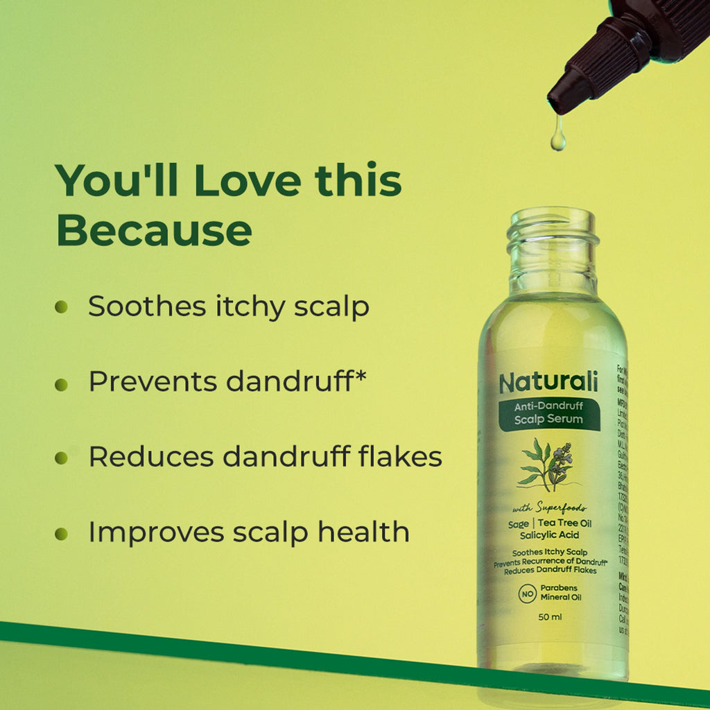 Naturali Anti-Dandruff Scalp Serum with Sage,Tea Tree Oil & Salicylic Acid