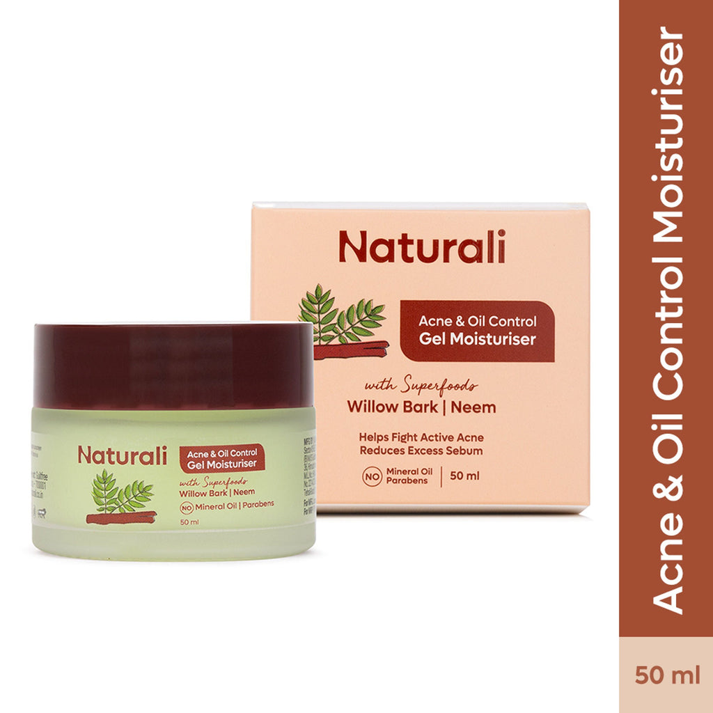 Naturali Acne & Oil Control Gel Moisturiser With Superfoods Willow Bark & Neem