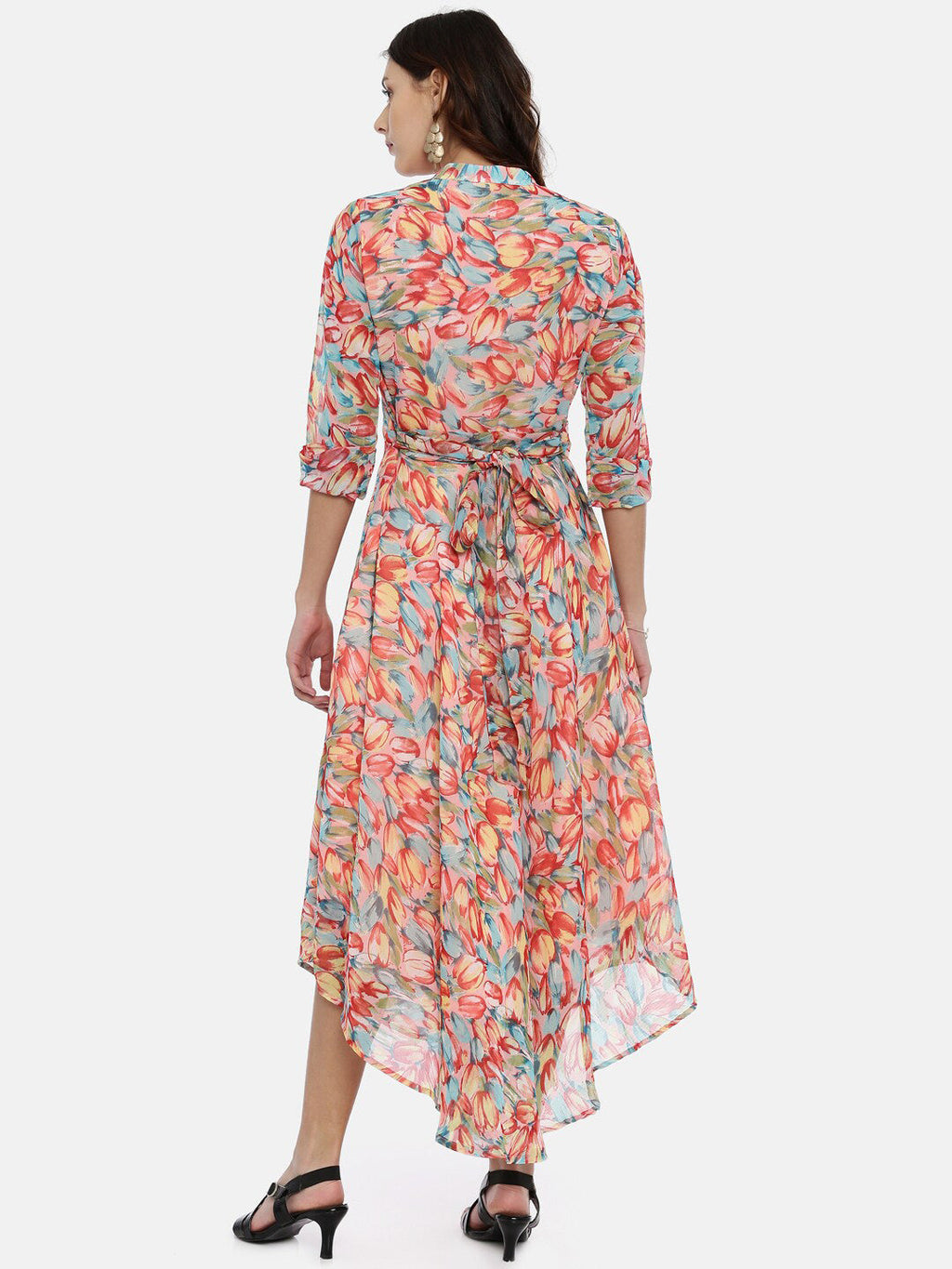 Souchii Floral Chiffon Midi Dress - Distacart