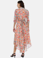 Souchii Floral Chiffon Midi Dress - Distacart