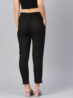 Juniper Women Black Rayon Flex Solid Slim Fit Pant/Slim Pant - Distacart