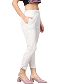 Juniper Women Ivory Rayon Flex Solid Slim Fit Pant/Slim Pant - Distacart