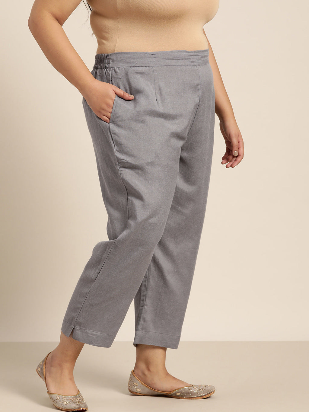 Juniper Women Grey Rayon Flex Solid Slim Fit Pant/Slim Pant - Distacart