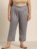 Juniper Women Grey Rayon Flex Solid Slim Fit Pant/Slim Pant - Distacart