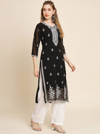 HERE&NOW Ethnic Motifs Embroidered Sequined Georgette Kurta