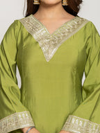 Yufta Green Silk Suit Set - Distacart