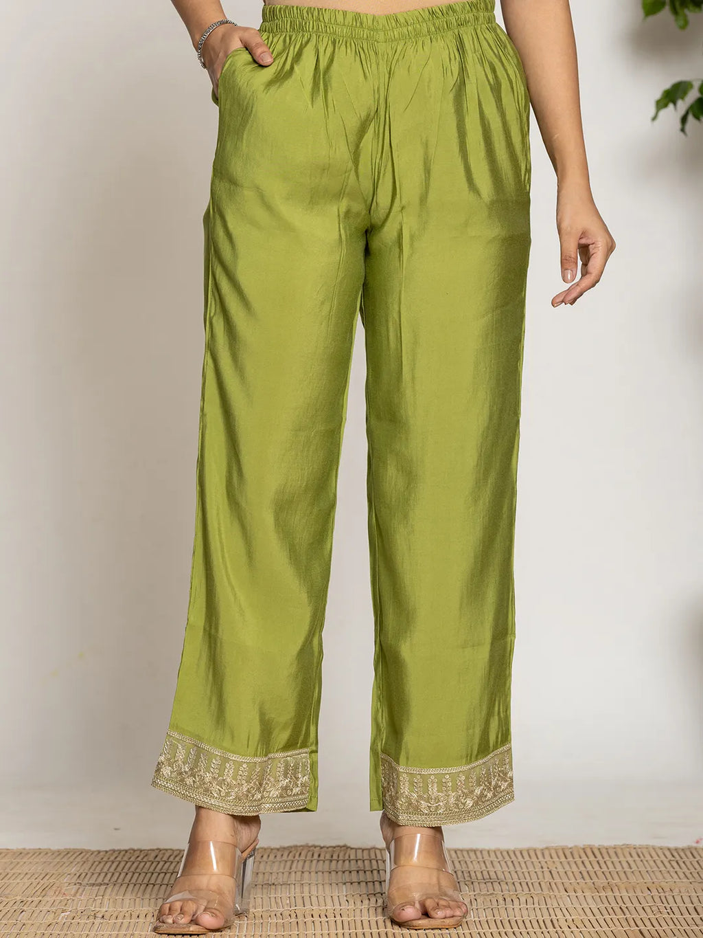 Yufta Green Silk Suit Set - Distacart