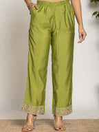 Yufta Green Silk Suit Set - Distacart