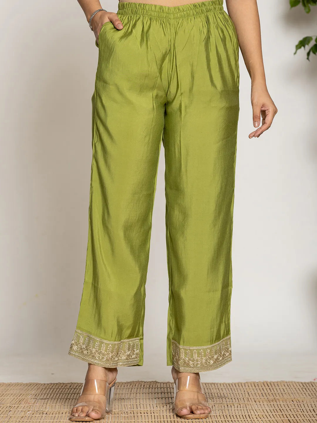 Yufta Green Silk Suit Set - Distacart