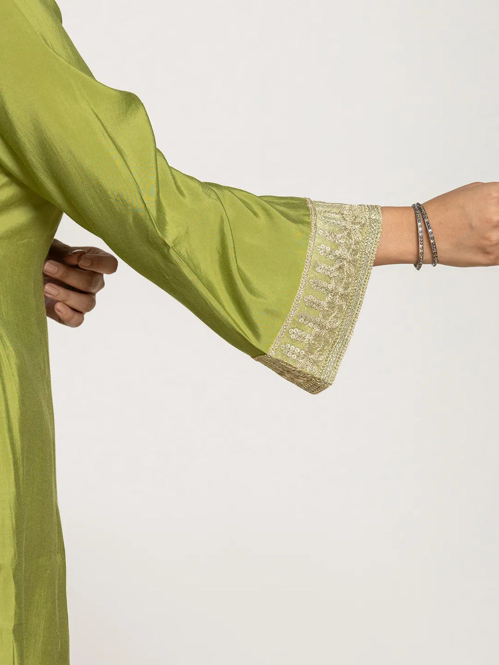 Yufta Green Silk Suit Set - Distacart