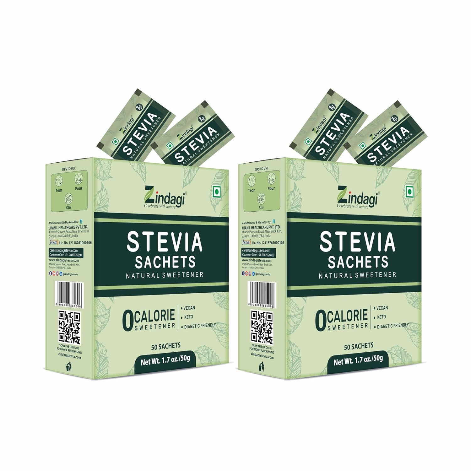 Zindagi Stevia Nature's Sweetener Sachets - Distacart