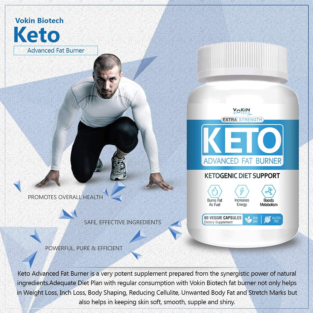 Vokin Biotech Keto Capsules Advance Weight Loss Fat Burner Supplement with (Green Tea + Garcinia Cambogia + Green Coffee) Extract Capsules