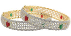 Gold-Plated Alloy American Diamond Broad Multi Bangle Set - The Pari - Distacart