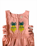 ArthLife Peach Pineapple Embroidered Dress