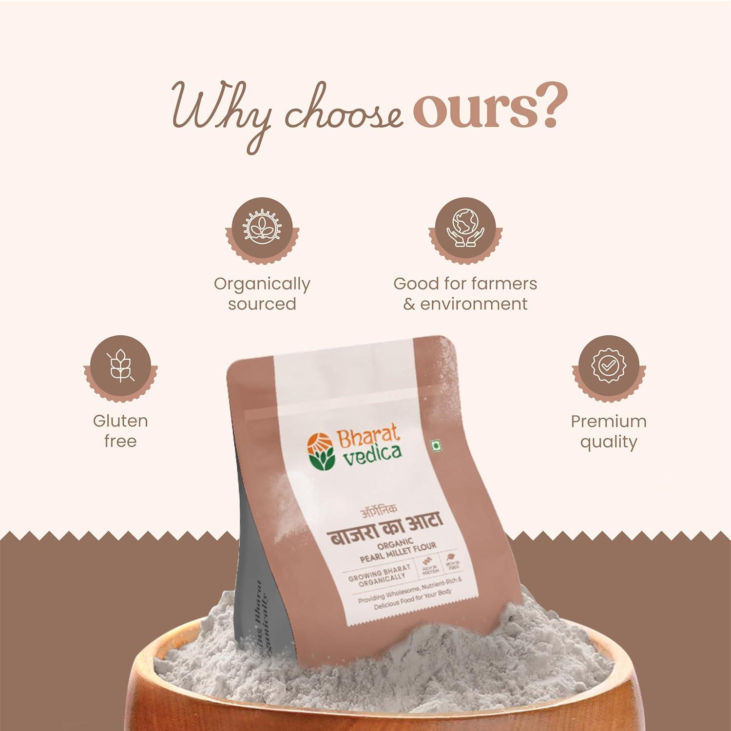 Bharat Vedica Organic Pearl Millet Flour - Organic Bajra ka Atta - Distacart