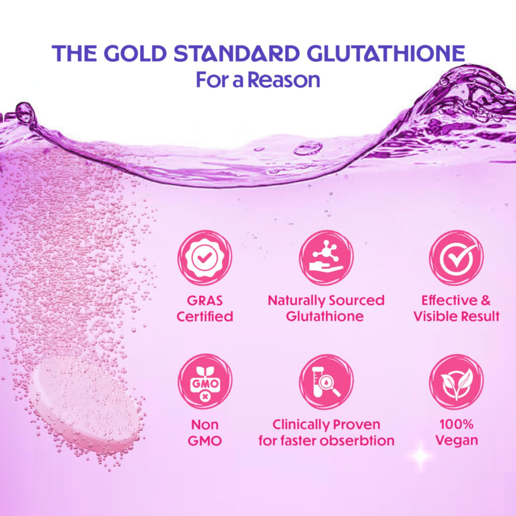 Chicnutrix Glow 500mg Effervescent Tablets - Strawberry & Lemon Flavor, For Glow & Radiance Skin - Distacart