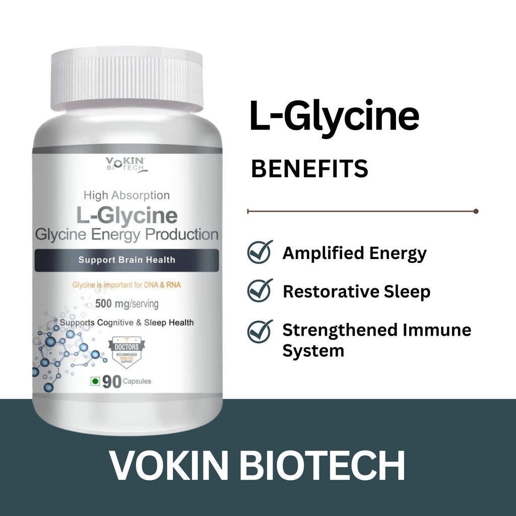Vokin Biotech L- Glycine Energy Production - Support Cognitive and Sleep Health- 500mg