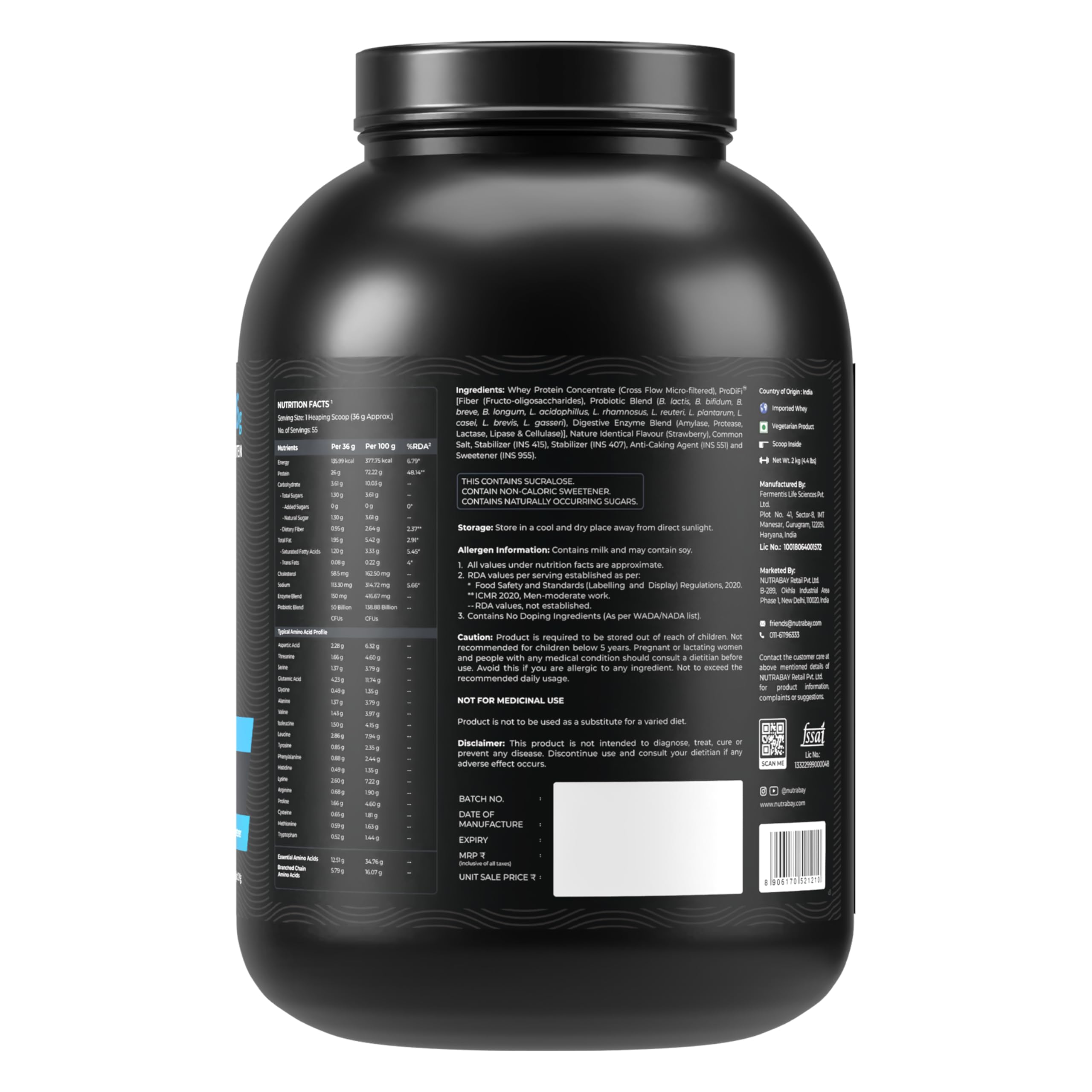Nutrabay BioAbsorb Whey ProDiFi for Ultra-Fast Absorption - Strawberry Flavour