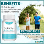 Vokin Biotech Probiotics+ Prebiotics Supplement 50 Billion Cfu For Women & Men With Prebiotics 150 mg | Probiotic Capsules For Digestion Support, Gut Health And Immunity