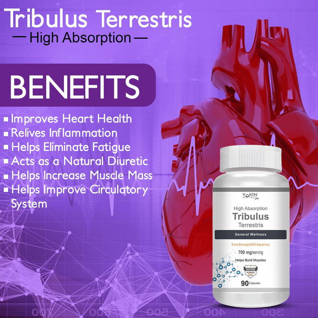 Vokin Biotech Tribulus Terrestris 700mg Energy, Performance & Stamina Veg Capsules
