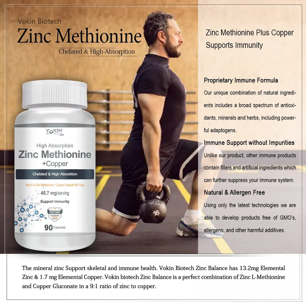 Vokin Biotech Zinc Methionine Plus Copper, Supports Immunity Capsules