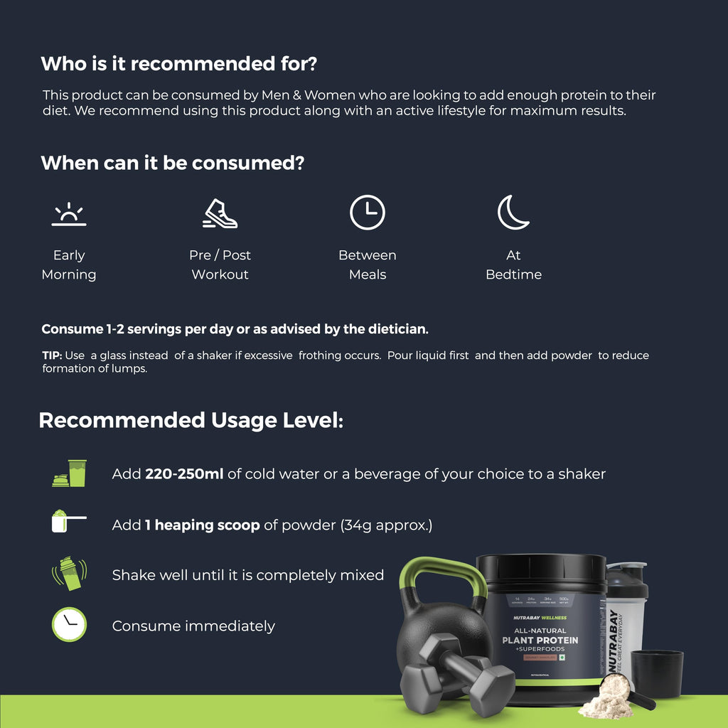 Nutrabay Wellness All Natural Plant Protein +Superfoods Powder - Gourmet Chocolate