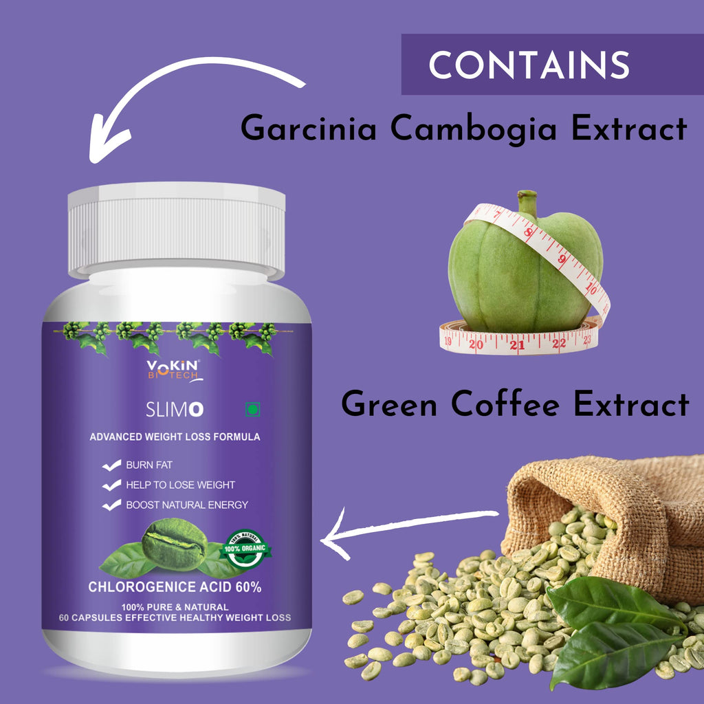 Vokin Biotech Slimo Advanced Weight Loss Formula with Green Coffee Extract 100mg and Garcinia Cambogia Extract 500mg Fat Burner for Men and Women