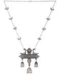 Silver-Plated Alloy Long Designer Oxidised Necklace - The Pari