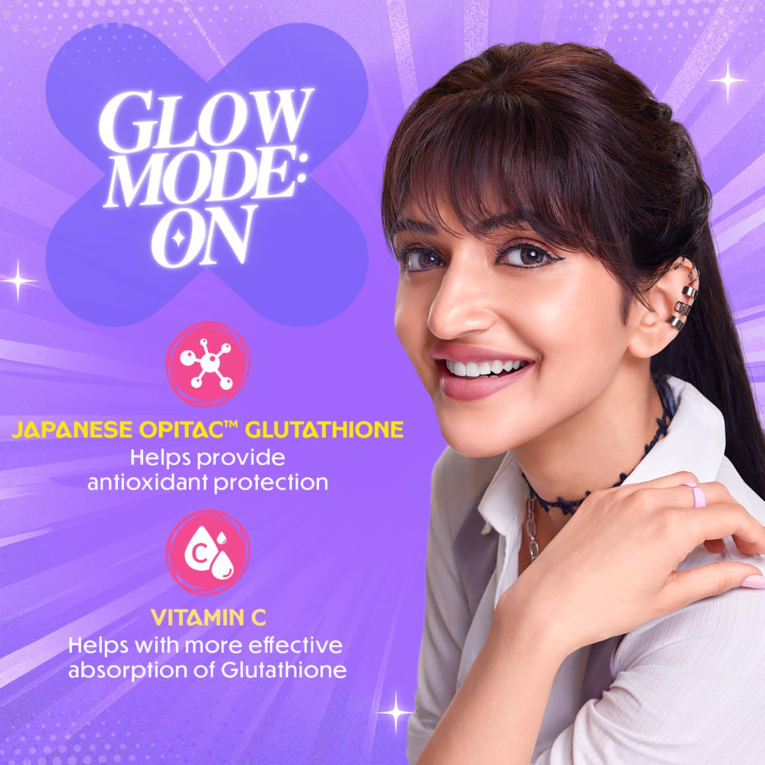 Chicnutrix Glow 500mg Effervescent Tablets - Strawberry & Lemon Flavor, For Glow & Radiance Skin - Distacart