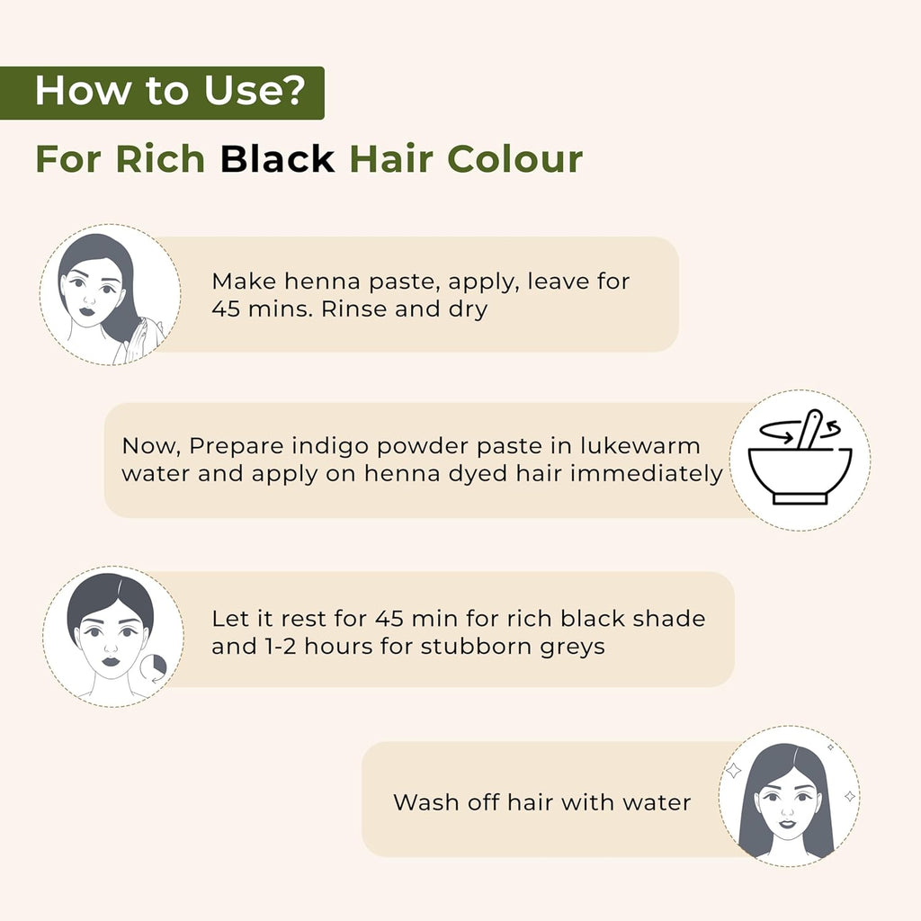 Indus Valley Bio Organic 100% Pure Indigo Powder & Herbal Henna Powder Hair Color Combo Kit for Natural Hair Dyeing - Black Indigo - 100 gm Each Without Preservatives