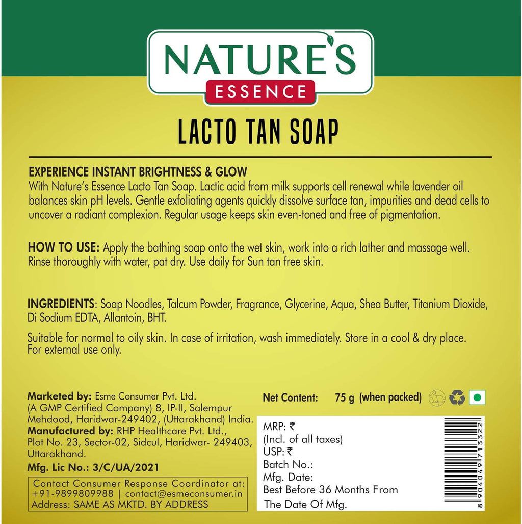 Nature's Essence Caressence Lacto Tan Removal Bathing Soap - Distacart