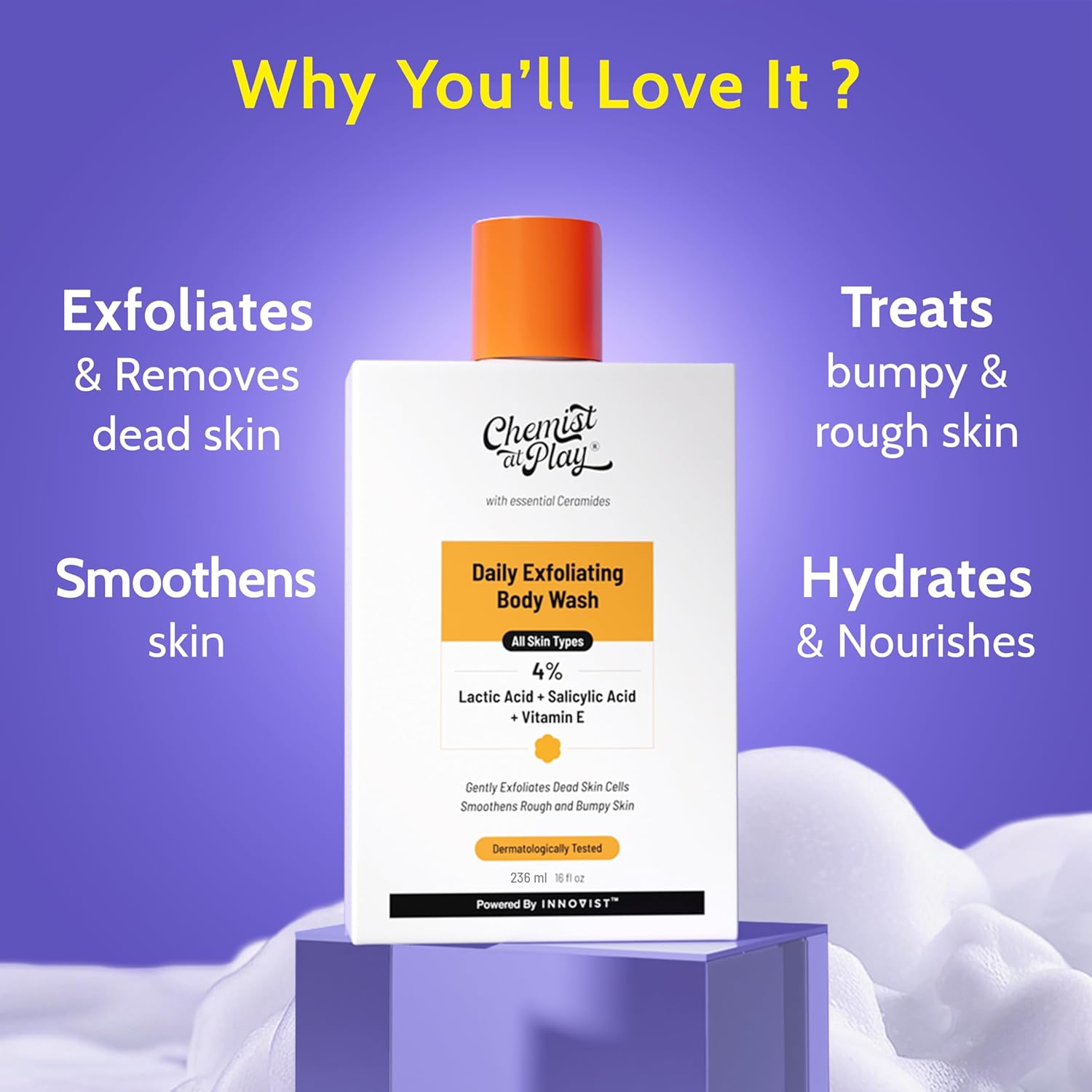 Chemist At Play Exfoliating Body Wash, 4% (Salicylic Acid, Vitamin E and Lactic Acid) - Distacart