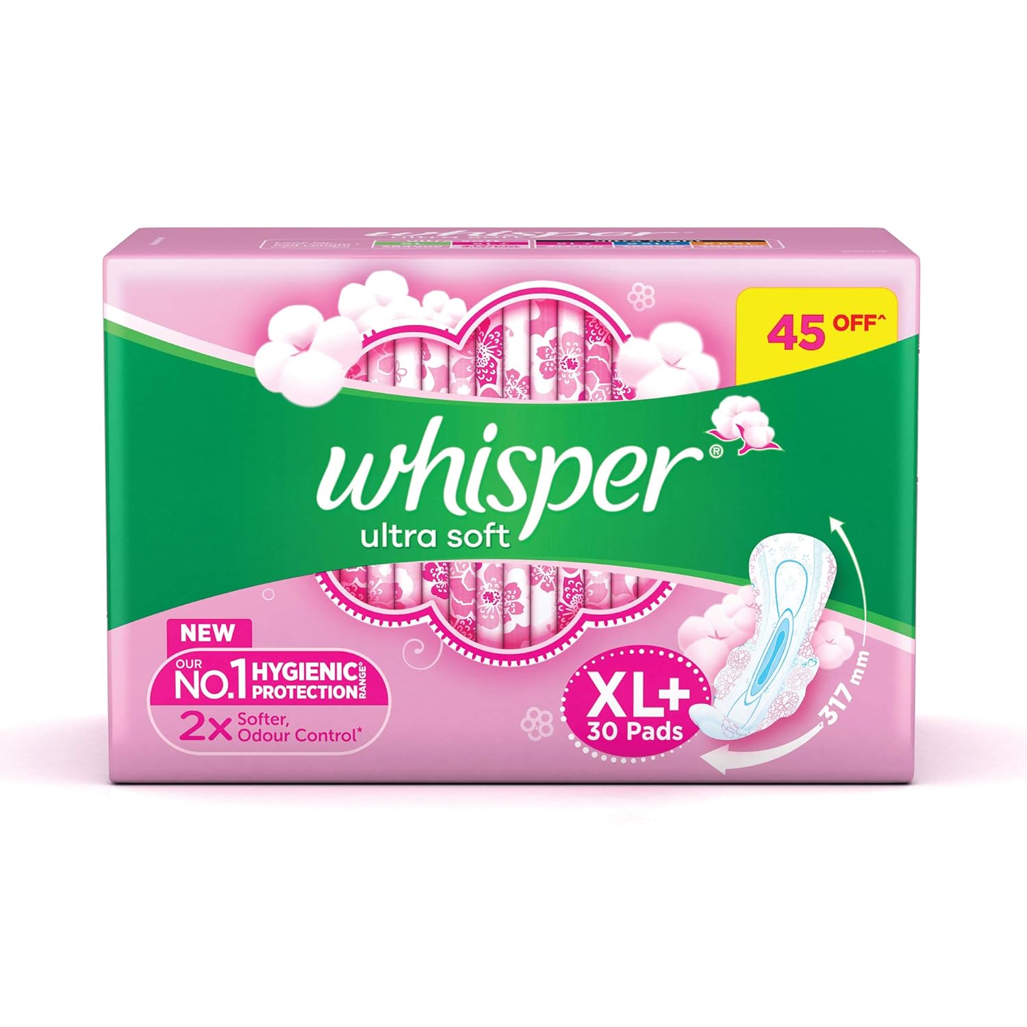 Whisper Ultra Soft Sanitary Pads for Women, XL+ - Distacart