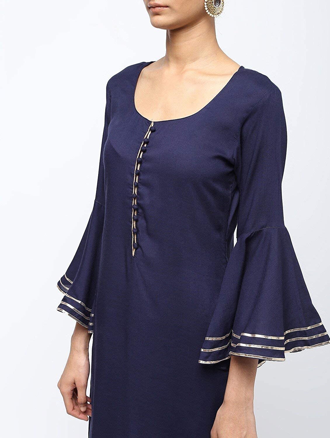 Cheera Straight Kurta With Bell Sleeve Gotta Work Design And Straight Gotta Work Plazo Pant