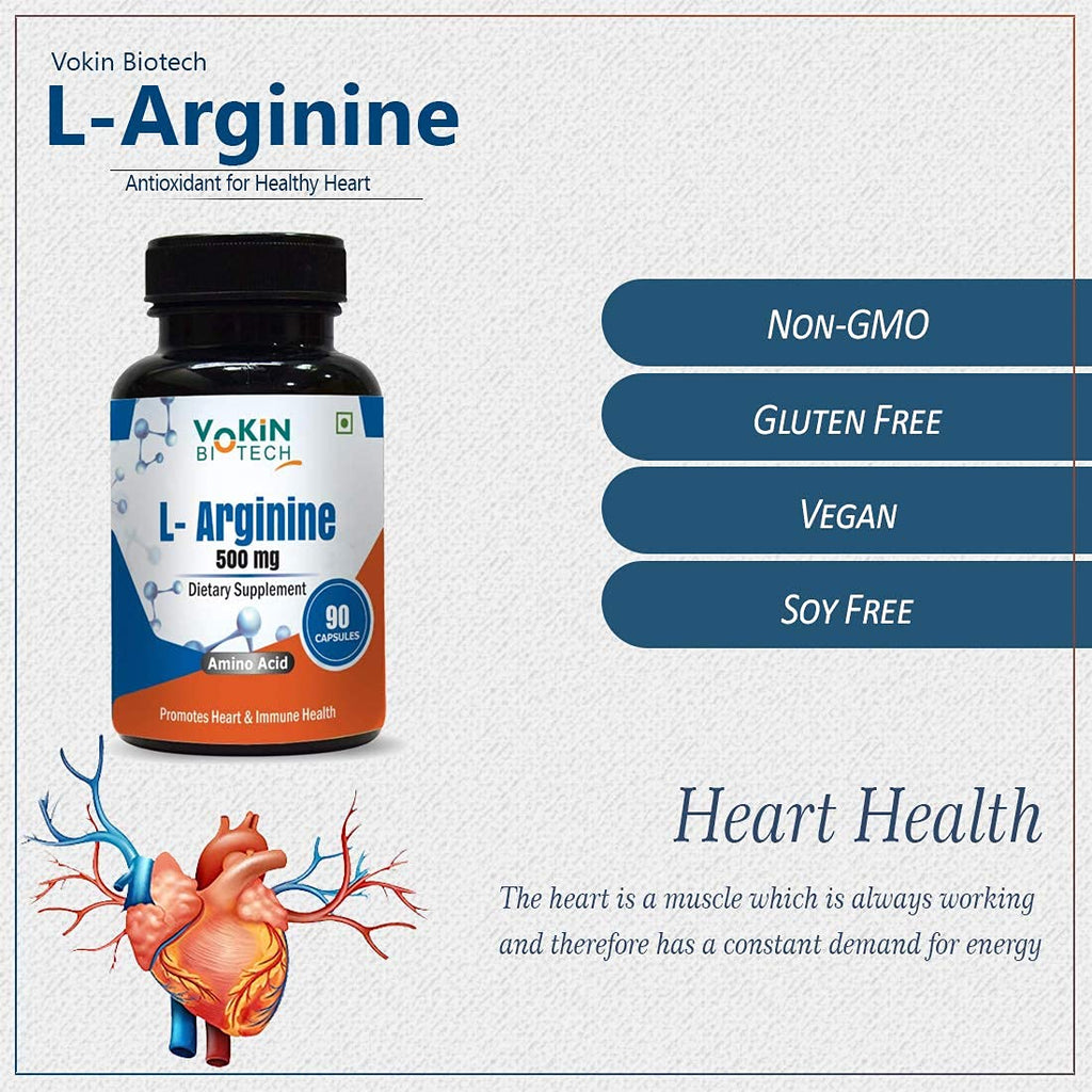 Vokin Biotech L Arginine 500mg With Essential Amino Acid and Nitric Oxide