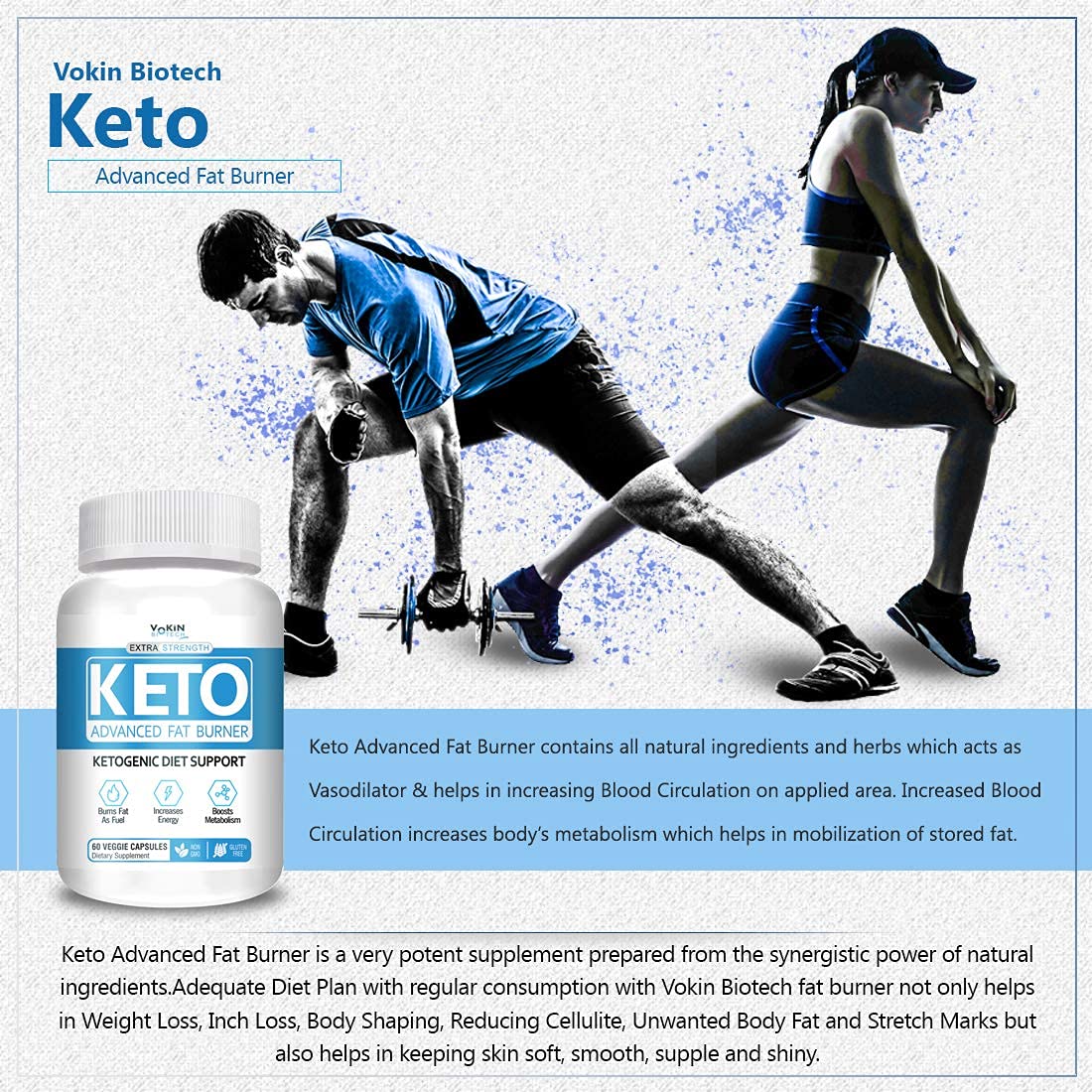 Vokin Biotech Keto Capsules Advance Weight Loss Fat Burner Supplement with (Green Tea + Garcinia Cambogia + Green Coffee) Extract Capsules