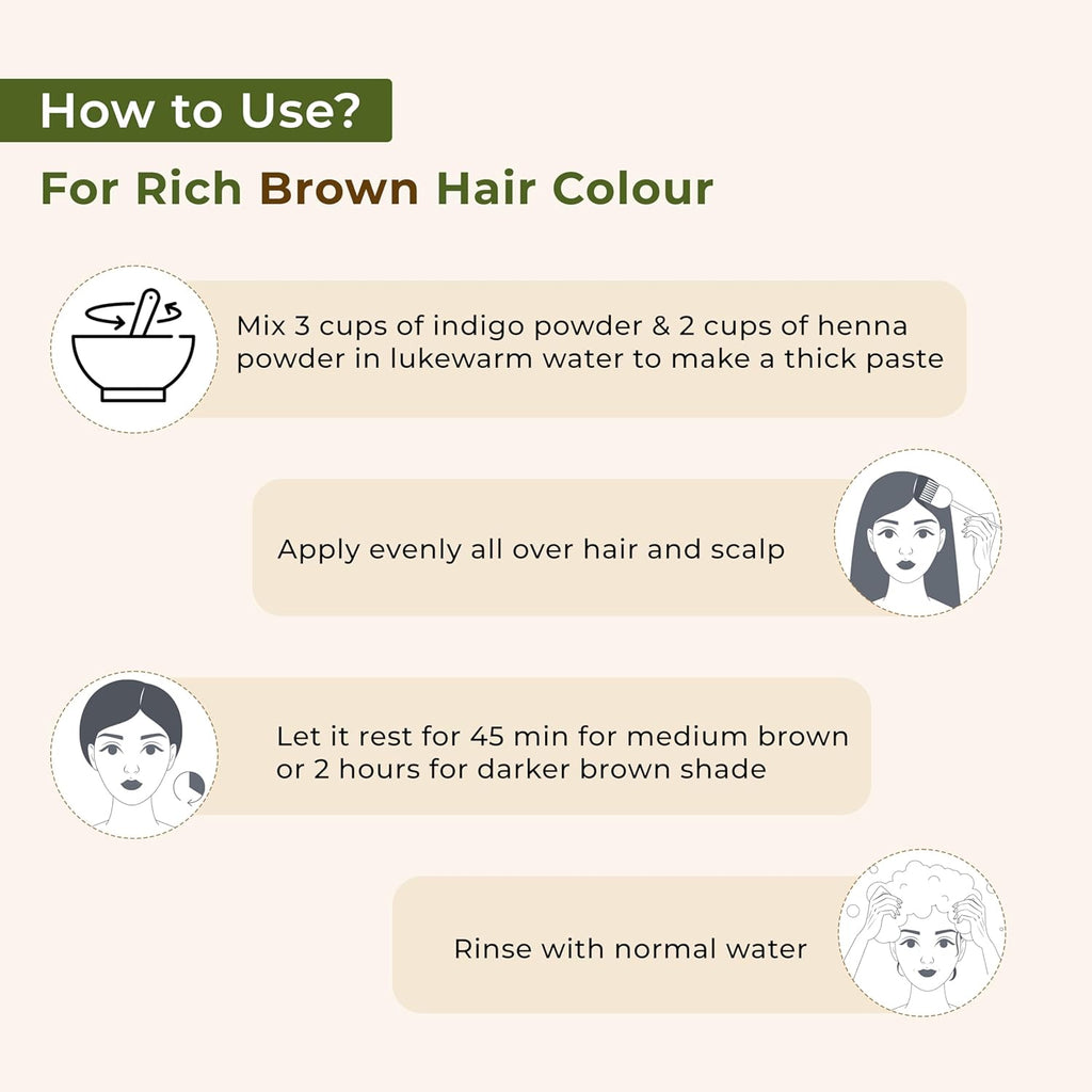 Indus Valley Bio Organic 100% Pure Indigo Powder & Herbal Henna Powder Hair Color Combo Kit for Natural Hair Dyeing - Black Indigo - 100 gm Each Without Preservatives