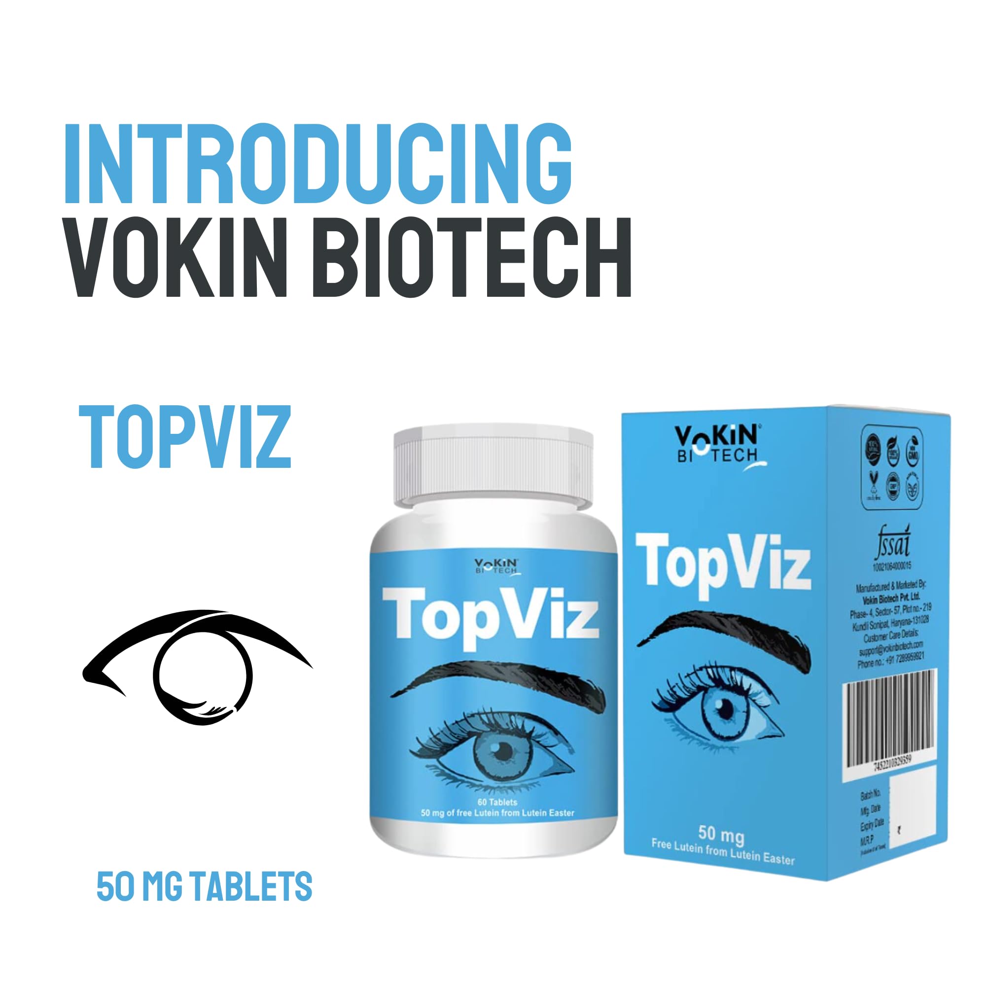 Vokin Biotech Topviz Eye Care Supplement To Improve Vision, Blue Light & Digital Guard (Lutein, Zeaxanthin)