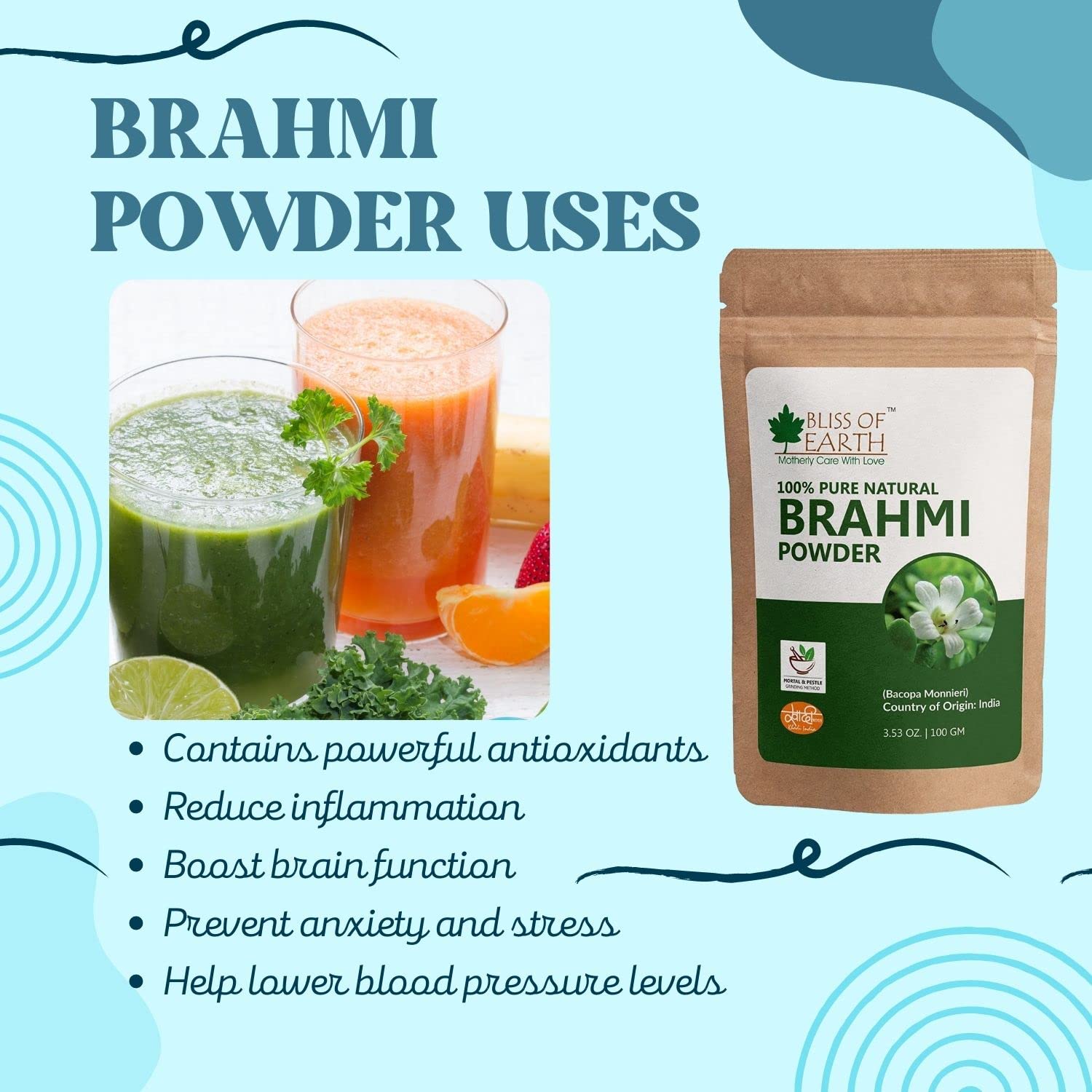 Bliss of Earth 100% Pure Natural Brahmi Powder - Distacart