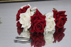 Red & White Velvet Rose Gajra