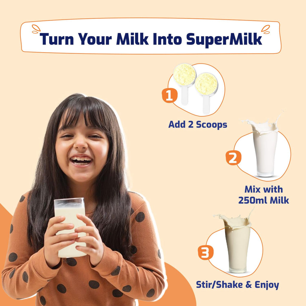 Gritzo SuperMilk Height+ (7-12y Girls), 10g Protein (Creamy Vanilla) - Distacart